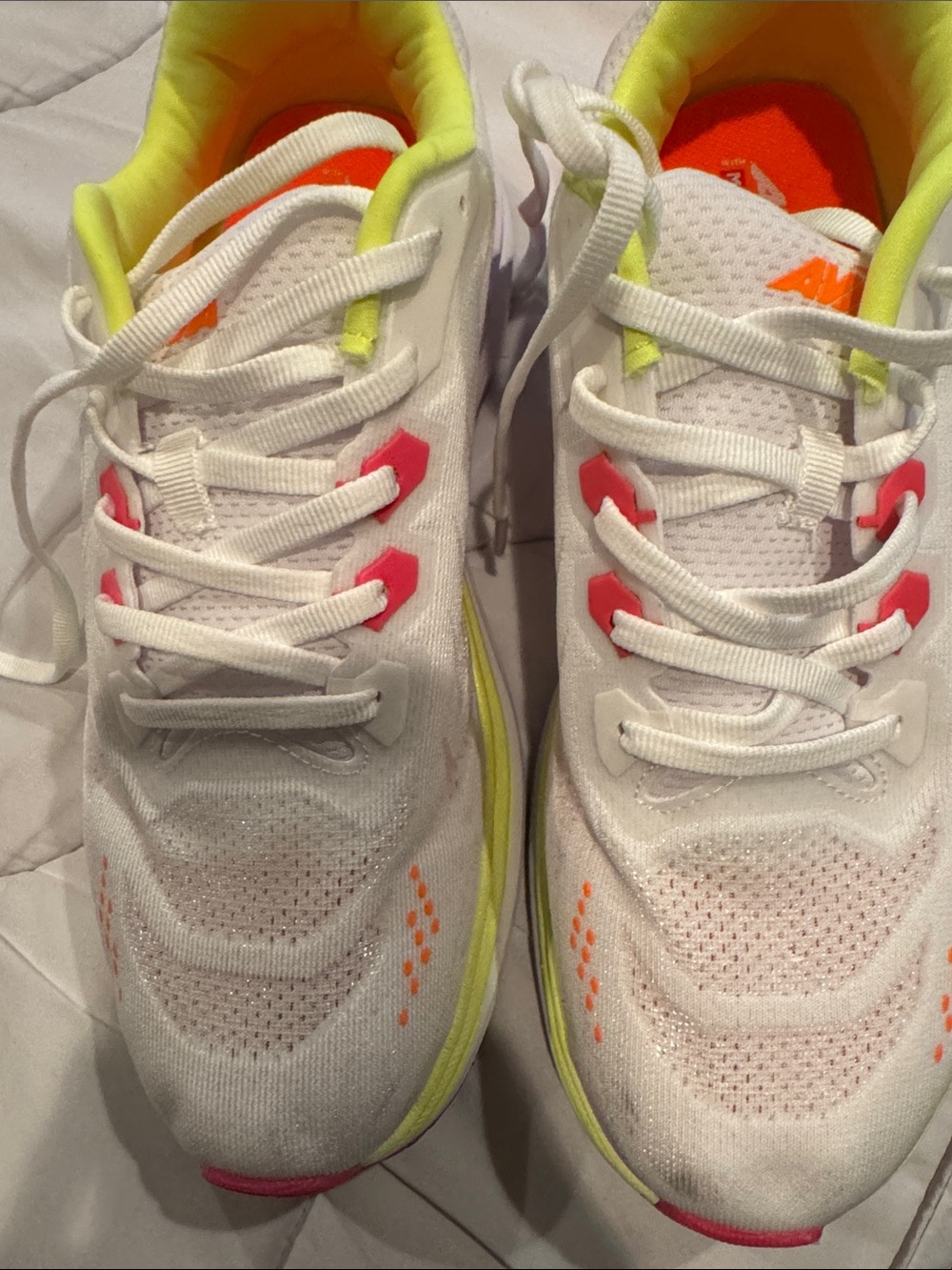 Avia White Athletic Sneakers with Neon Yellow & Pink Accents